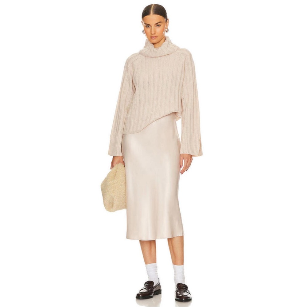 Sanctuary Everyday Beige Satin Midi Skirt